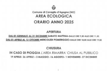Area ecologica comunale - Orari anno 2025